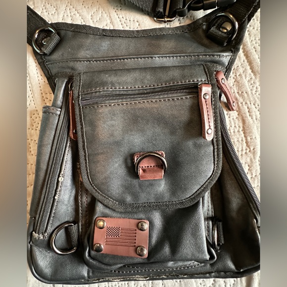 Leather Hip Bag Crossbody Motorcycle - Picture 2 of 9